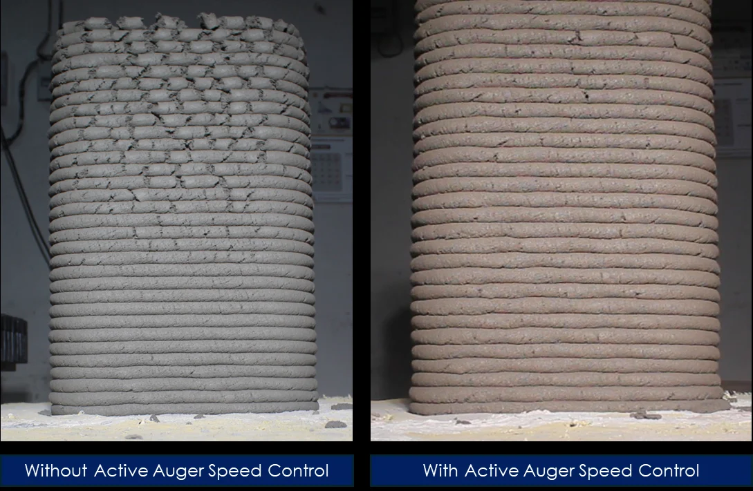 Layer surface comparison without and with active auger control