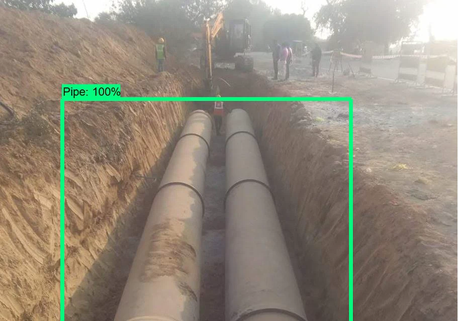 Computer vision detection of pipeline construction activity in a field image
